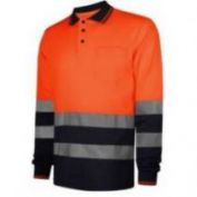 POLO PIQUE AV MANGA LARGA COMBINADO WORKO WR 2 302 NARANJA-MARINO