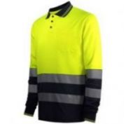 POLO PIQUE AV MANGA LARGA B. SEGMENTADAS WORKO WR 302 AMARILLO-MARINO
