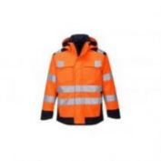 CHAQUETA AV IGNIFUGA IMPERMEABLE PORTWEST MODAFLAME MV70 MARANJA-MARINO
