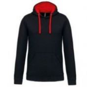 SUDADERA CONTRASTE CON CAPUCHA HOMBRE K446 NEGRO-ROJO