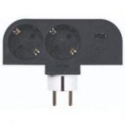 ADAPTADOR ENCHUFE GIRATORIO 2 TOMAS + USB + USB-C 30W