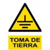 SEÑAL PVCEL PELIGRO TOMA TIERRA #40X30