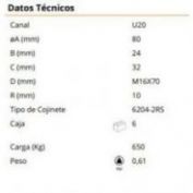 G.RUEDA 1 COJINETE U GAYNER # 80  80-130
