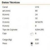 G.RUEDA 1 COJINETE U GAYNER # 80 80130/16