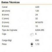 G.RUEDA 1 COJINETE U GAYNER #120  80-138