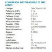 COMPRESOR AIRUM CE #B-3800B/270 FM3