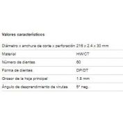 DISCO SIERRA CIR. METABO#HW/CT 216X30 83FZ/TC OFERTA FOLLETO