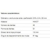 DISCO SIERRA CIRC. METABO#HW/CT 216X30 40WZ OFERTA FOLLETO