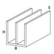 PERFIL U DOBLE ALUMINIO 2 M