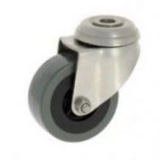 RUEDA TT INOX 60X22 GOMA GRIS GIRATORIA