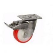 RUEDA TT INOX 125X35 NYLON POLIURETANO FRENO GIRATORIA PLACA 