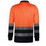 POLO PIQUE AV MANGA LARGA COMBINADO WORKO WR 2 302 NARANJA-MARINO