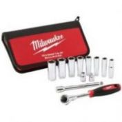 JUEGO 12 PIEZAS, CARRACA Y VASOS DE 3/8" MILWAUKEE
