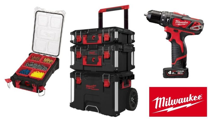 CARRO HTAS. CONJUNTO PACKOUT MILWAUKEE + TALADRO M12 BPD-202C #OFERTA