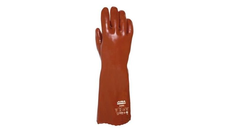 GUANTES PVC ROJOS D/CAPA JUBA 4121X #240 RI 8.5