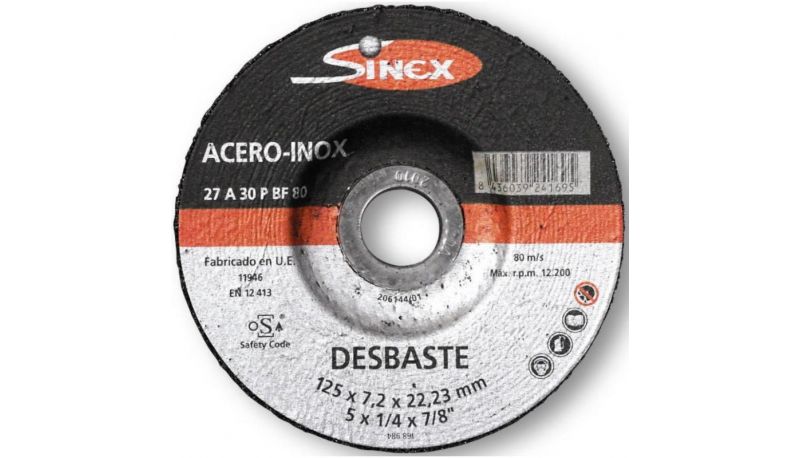 DISCO DESBASTE SINEX #E 115X7 A30P PSF INOX. PROMOCION